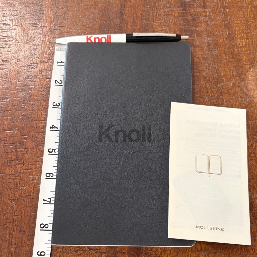 NWOT Knoll Black Soft-Touch Notebook by Moleskine and Knoll Ballpoint Pen